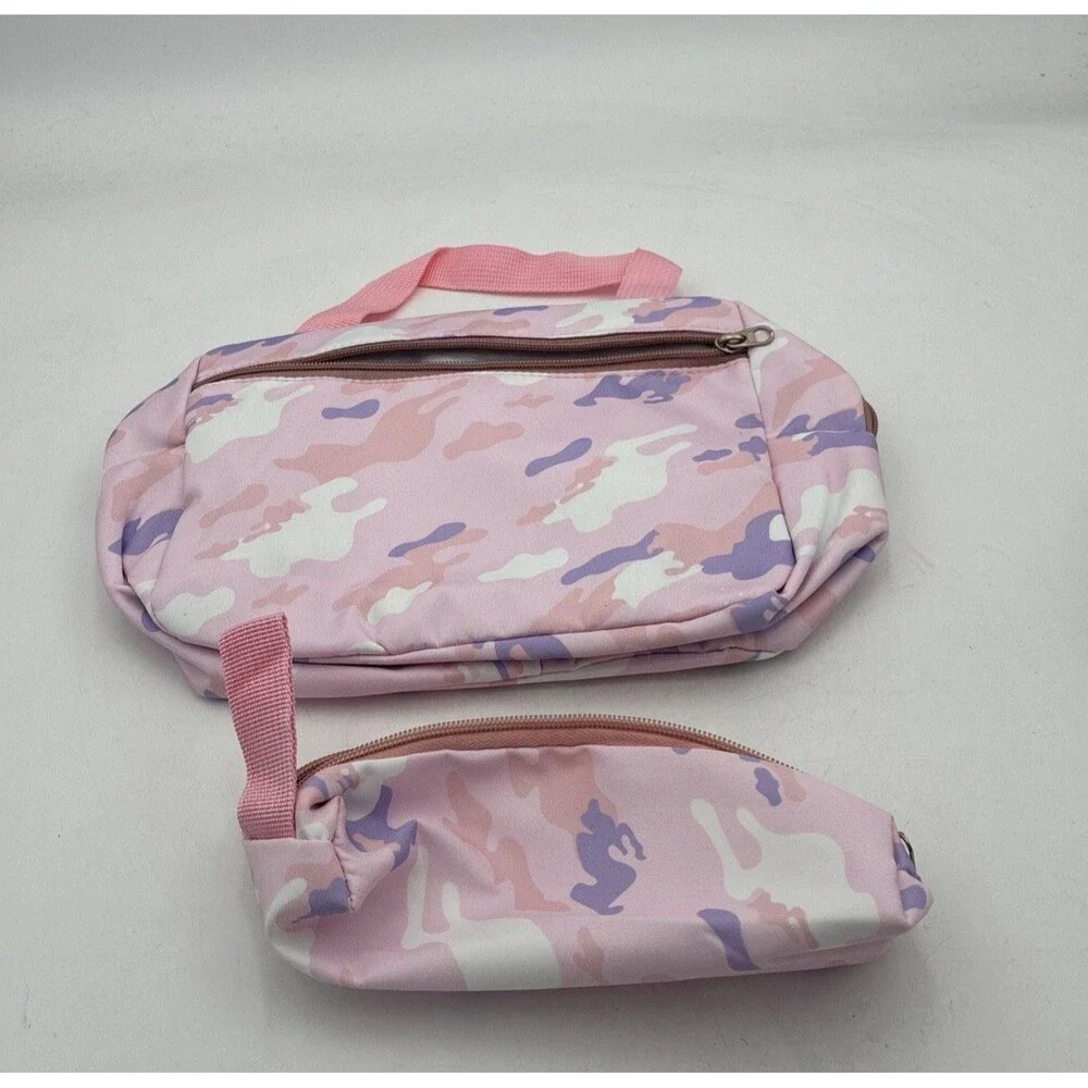 camolauge pink back pack with lunch bag&pencil case nylon large capacity school